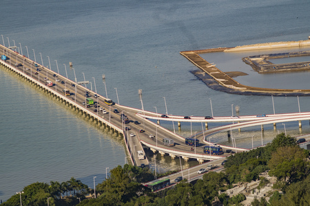 Macau, JAN 2: The Macau-Taipa bridge aerial view on JAN 2, 2017 at Macauのeditorial素材