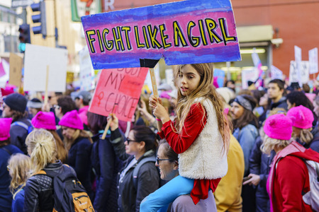 Los Angeles, JAN 21: Special Women March event and Protesters on JAN 21, 2017 at Los Angeles, Californiaのeditorial素材