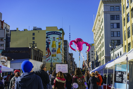 Los Angeles, JAN 21: Special Women March event and Protesters on JAN 21, 2017 at Los Angeles, Californiaのeditorial素材