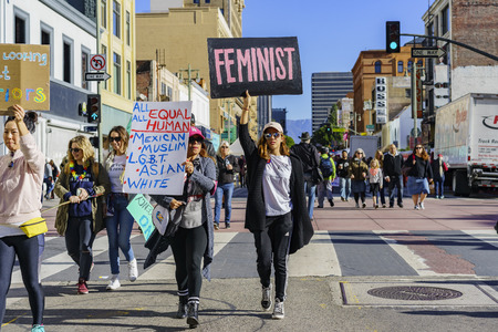 Los Angeles, JAN 21: Special Women March event and Protesters on JAN 21, 2017 at Los Angeles, Californiaのeditorial素材