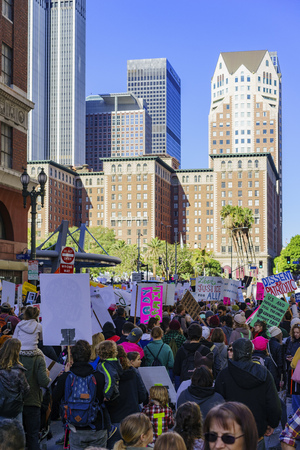 Los Angeles, JAN 21: Special Women March event and Protesters on JAN 21, 2017 at Los Angeles, Californiaのeditorial素材