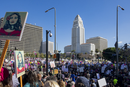 Los Angeles, JAN 21: Special Women March event and Protesters on JAN 21, 2017 at Los Angeles, Californiaのeditorial素材