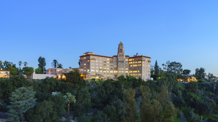 Twilight view of the Richard H. Chambers Courthouse in Pasadena, California, USAのeditorial素材