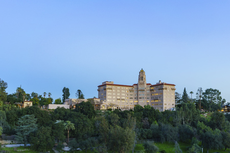 Twilight view of the Richard H. Chambers Courthouse in Pasadena, California, USAのeditorial素材