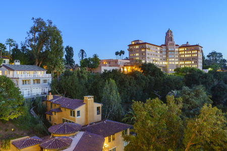 Twilight view of the Richard H. Chambers Courthouse in Pasadena, California, USAのeditorial素材