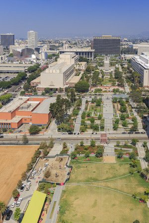 Los Angeles, AUG 23: Aerial view of Grand Park on AUG 23, 2014 at Los Angeles, Californiaのeditorial素材