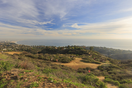 Sunset view of Santa Monica area from Parker Mesa Overlookの写真素材