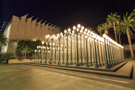 Night view of the famouse art - Urban light, Los Angelesのeditorial素材