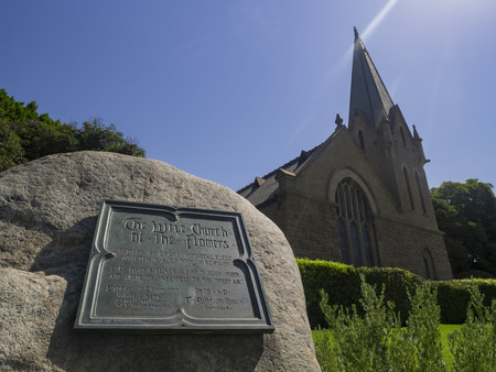 Church and tree view in Forest Lawn Memorial Park, Los Angeles, Californiaのeditorial素材