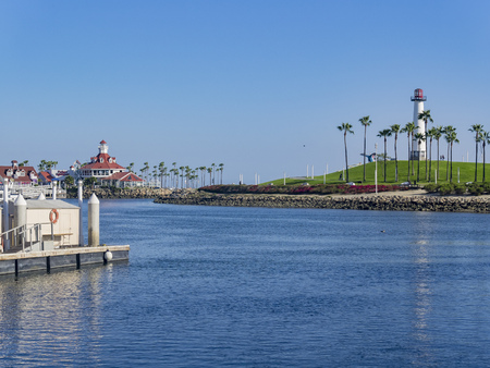 Beautiful scene around Rainbow Harbor, Long Beach, California, U.S.A.のeditorial素材
