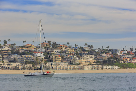 Morning view of the shore near Manhattan Beach and Redondo Beach, Los Angeles, Californiaの写真素材