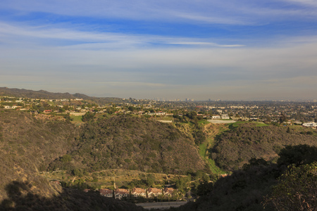 Sunset view of Santa Monica area from Parker Mesa Overlookの写真素材