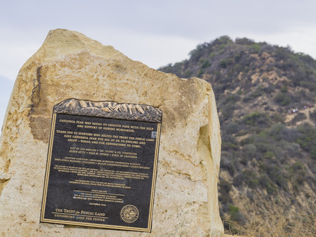 Rock sign at Hollywood Hills trail, Los Angeles, Californiaのeditorial素材