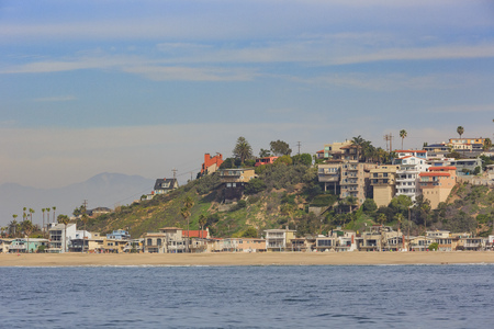 Morning view of the shore near Manhattan Beach and Redondo Beach, Los Angeles, Californiaの写真素材