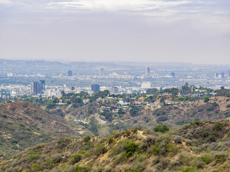 Westwood downtown skyline from Hollywood Hillsのeditorial素材