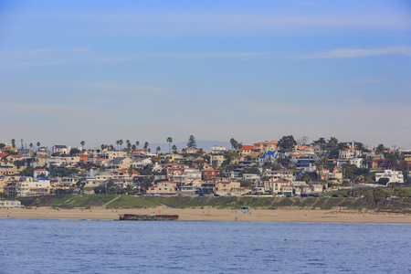 Morning view of the shore near Manhattan Beach and Redondo Beach, Los Angeles, Californiaの写真素材