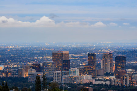 Twilight view of westwood area, Los Angeles, California