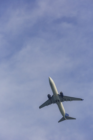 Morning view of airplane flying in the sky towards their destinationのeditorial素材