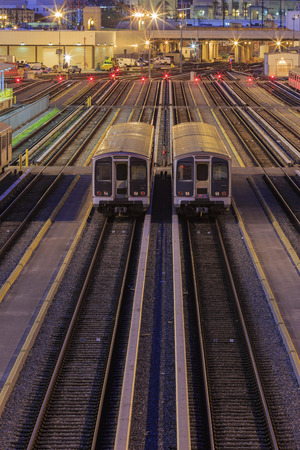 Night view of the Metro system in Los Angeles, Californiaのeditorial素材