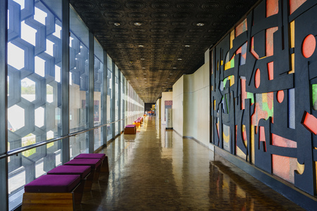 Mexico City, FEB 16: Interior of the National Museum of Anthropology (Museo Nacional de Antropologia, MNA) on FEB 16, 2017 at Mexico Cityのeditorial素材