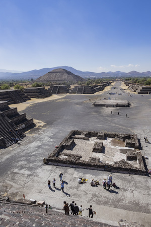 Aerial view of the famous and historical Pyramid of the Moon in Teotihuacan, Mexicoのeditorial素材