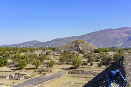 Aerial view of the famous and historical Pyramid of the Moon in Teotihuacan, Mexicoのeditorial素材