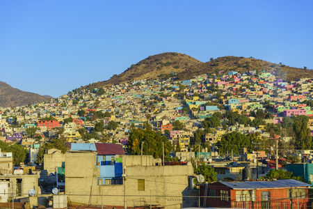 The mountain were full of houses near Mexico City, Mexicoのeditorial素材