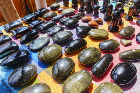 Teotihuacan, FEB 17: Some special dark black rocks as gift on FEB 17, 2017 at Teotihuacan, Mexicoのeditorial素材