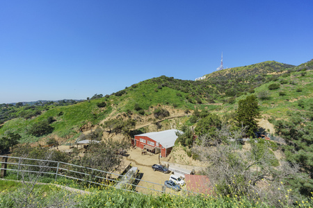 Los Angeles, MAR 9: The famous hollywood sign and Sunset Ranch on MAR 9, 2017 at Los Angeles, Californiaのeditorial素材