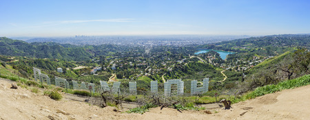 Los Angeles, MAR 9: The famous hollywood sign from behind on MAR 9, 2017 at Los Angeles, Californiaのeditorial素材