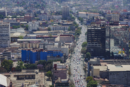 Aerial view of Mexico cityscape from Mirador Torre Latinoのeditorial素材