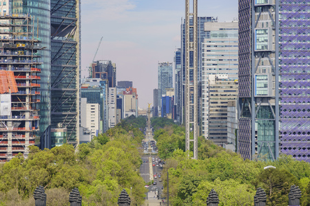 Mexico City, FEB 17: Aerial cityscape with Paseo de la Reforma from Chapultepec Castle on FEB 17, 2017 at Mexico Cityのeditorial素材