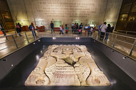Mexico City, FEB 19: The inner view of the historical and beautiful Templo Mayor Museum on FEB 19, 2017 at Mexico Cityのeditorial素材