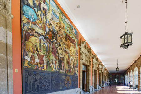 Mexico City, FEB 17: Morning view of the historical National Palace on FEB 17, 2017 at Mexico Cityのeditorial素材