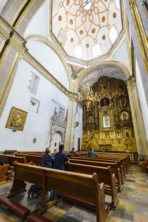 Mexico City, FEB 19: The inner view of the historical and beautiful San Felipe de Jesus Satelite on FEB 19, 2017 at Mexico Cityのeditorial素材