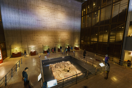 Mexico City, FEB 19: The inner view of the historical and beautiful Templo Mayor Museum on FEB 19, 2017 at Mexico Cityのeditorial素材