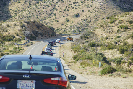 Los Angeles, APR 28: Traffic Jam on Angels National Forest on APR 28, 2017 at Los Angeles County, Californiaのeditorial素材