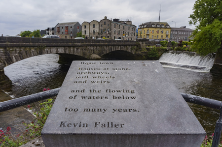 An old bridge and sign of Bridge Street, Galway, Irelandのeditorial素材
