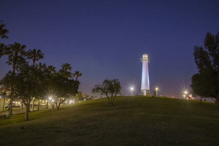 Beautiful night scene around Rainbow Harbor, Long Beach, California, U.S.A.の写真素材