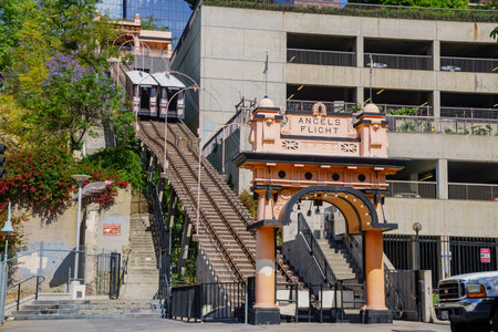 Los Angeles, APR 22: The Angels Flight Railway on APR 22, 2017 at Los Angelesのeditorial素材