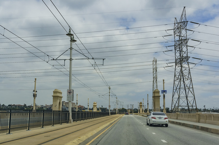 Los Angeles, MAY 25: Scene of 1st street bridge on MAY 25, 2017 at Los Angeles, California, U.S.A.のeditorial素材
