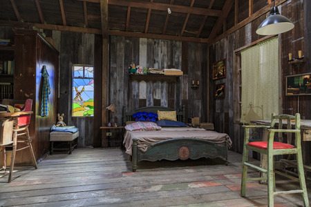 Chiayi, MAR 17: The famous Jimmy blue wooden house on MAR 17, 2012 at Fenqihu area, Taiwan.のeditorial素材