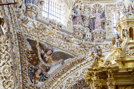 Puebla, FEB 18: Interior  view of Church of Santo Domingo on FEB 18, 2017 at Puebla, Mexicoのeditorial素材