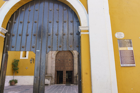Puebla, FEB 18: Exterior  view of Parish of Santa Clara of Assisi on FEB 18, 2017 at Puebla, Mexicoのeditorial素材