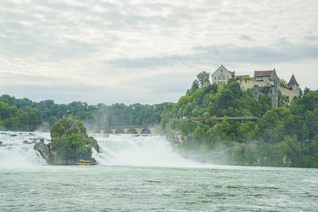 The biggest waterfall - Rhine Falls with Laufen Castle at Europe, Zurich, Switzerlandのeditorial素材