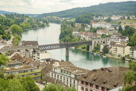 Beautiful scenic and aerial view of cityscape around Munot, Schaffhausen, Switzerlandのeditorial素材