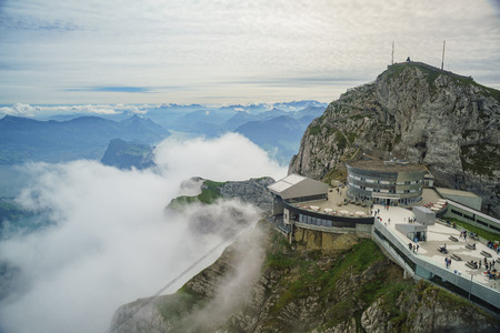 The new and beautiful aerial cable car - Dragon Ride at Mount Pilatus, Lucerne, Switzerlandのeditorial素材