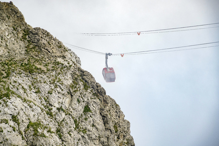 The new and beautiful aerial cable car - Dragon Ride at Mount Pilatus, Lucerne, Switzerlandの写真素材