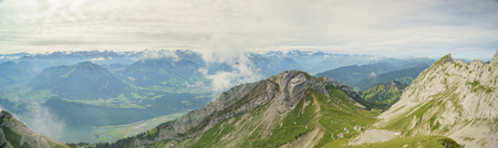 panorama landscape over Mount Pilatus, Lucerne, Switzerlandの写真素材