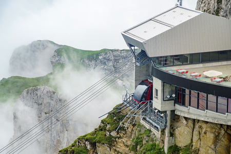 The new and beautiful aerial cable car - Dragon Ride at Mount Pilatus, Lucerne, Switzerlandのeditorial素材